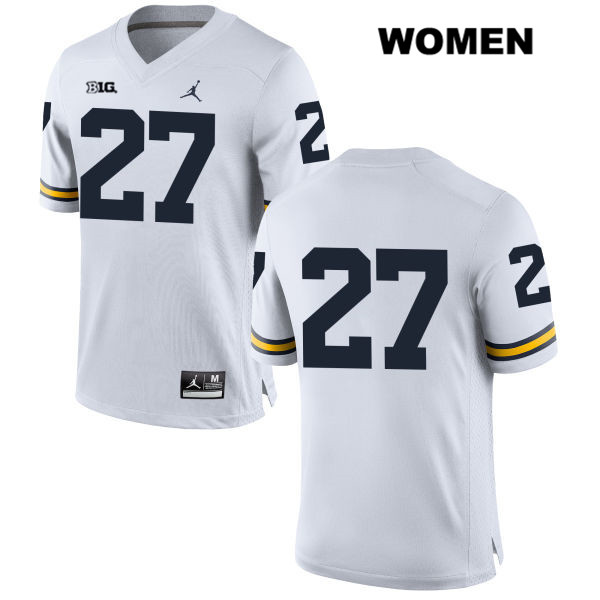 Women's NCAA Michigan Wolverines Joe Hewlett #27 No Name White Jordan Brand Authentic Stitched Football College Jersey YA25O63HN